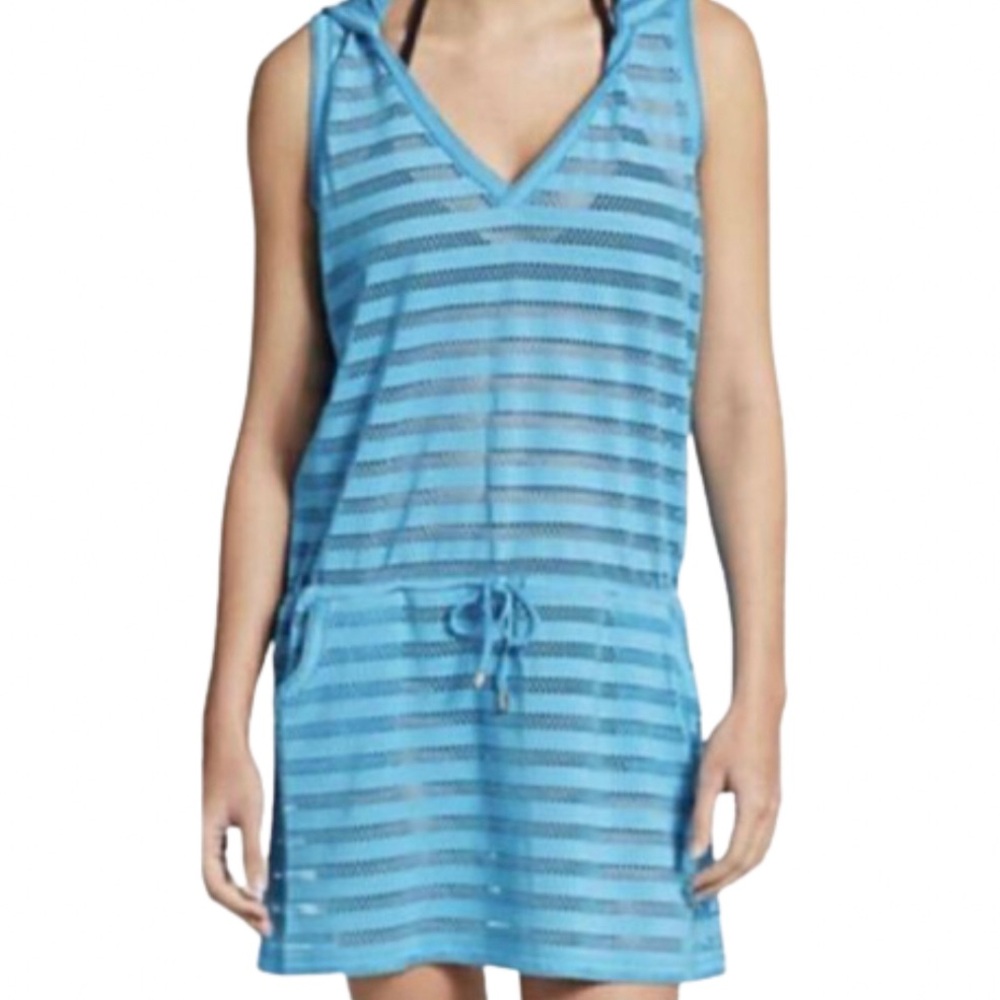 Calvin Klein Blue Striped Swim Coverup